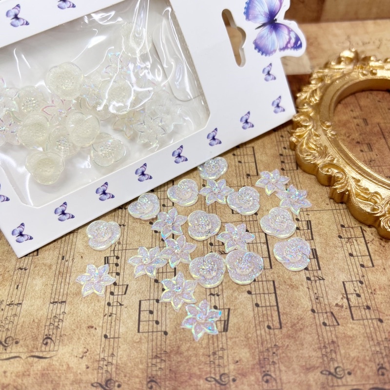 Charm hoa 7 màu mix nhũ lấp lánh