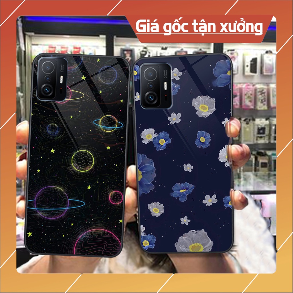 Ốp lưng kính cường lực XIAOMI MI 11T 5G / MI 11T Pro 5G hoa lá dịu dàng siêu đẹp . Vỏ lưng XIAOMI nhã nhặn sang trọng