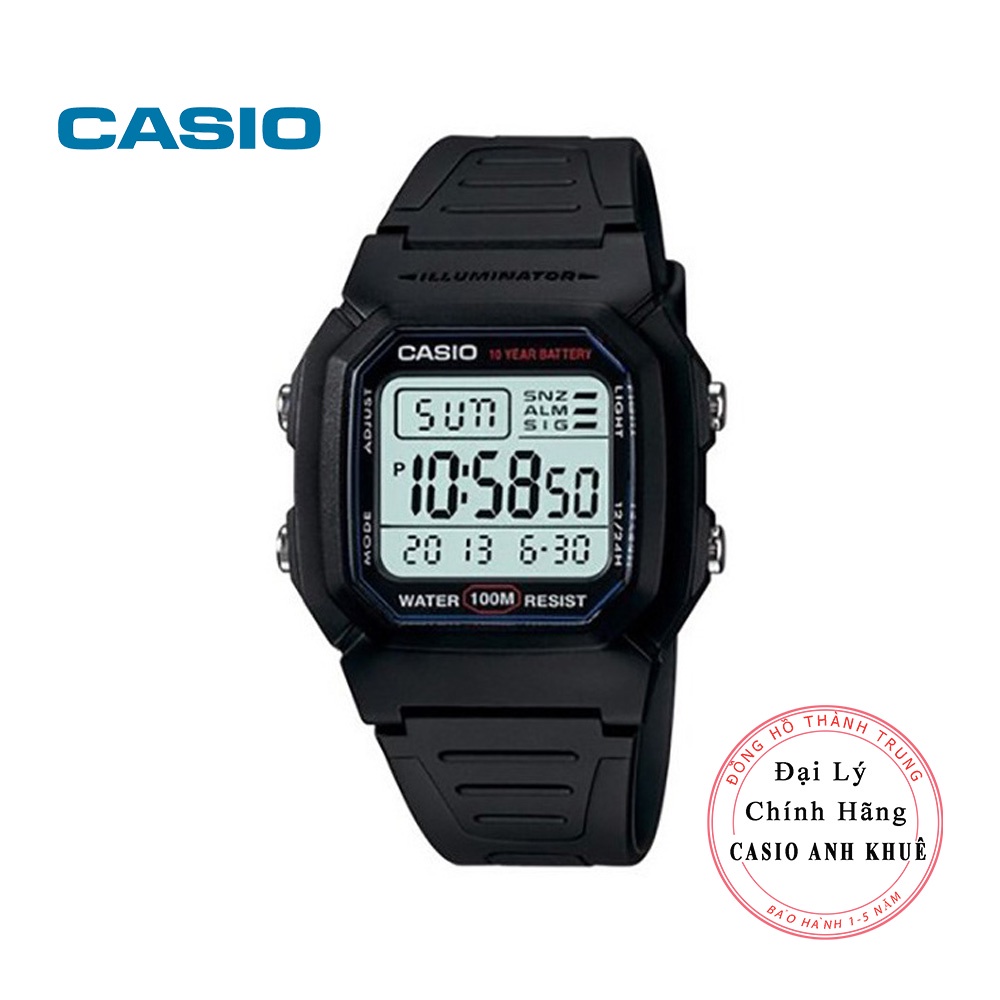 Đồng hồ nam Casio W-800H-1AVDF dây nhựa pin 10 năm