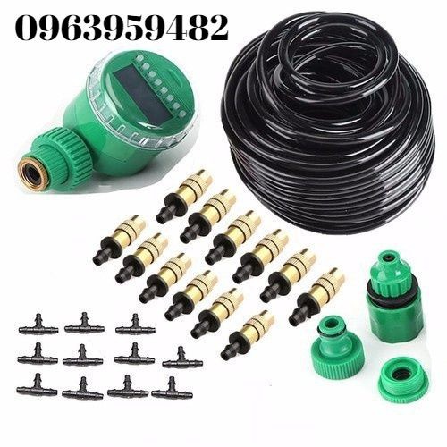 Bộ KIT Phun Sương Tưới Cây Tự Động gồm 20 Béc Bằng Đồng Cao Cấp kèm Đồng Hồ hẹn giờ và đầy đủ phụ kiện