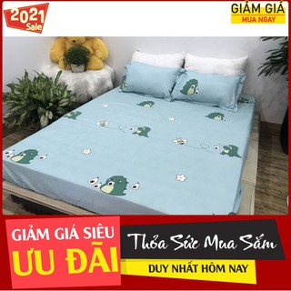 Drap ga trải giường vải mát,có bán thêm vỏ gối nằm, mẫu khủng long bơ