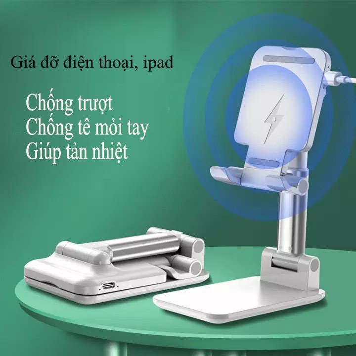 Giá Đỡ Điện Thoại , Khung Gấp Gọn Chắc Chắn Khi Để Điện Thoại, Góc Xoay Linh Hoạt, Hỗ Trợ Làm Việc Hay Học Tập