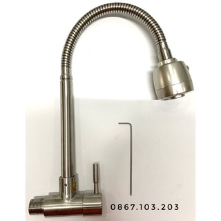 Vòi Rửa Chén Bát Gắn Tường Cần Lò Xo Inox Sus 304