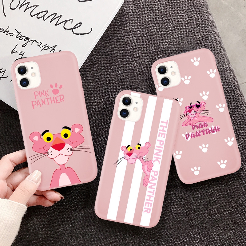 Ốp lưng họa tiết hoạt hình báo hồng cho iPhone 11 11Pro 11ProMax 6 6s 7 8 X XS XR XSMAX Pink Panther Case