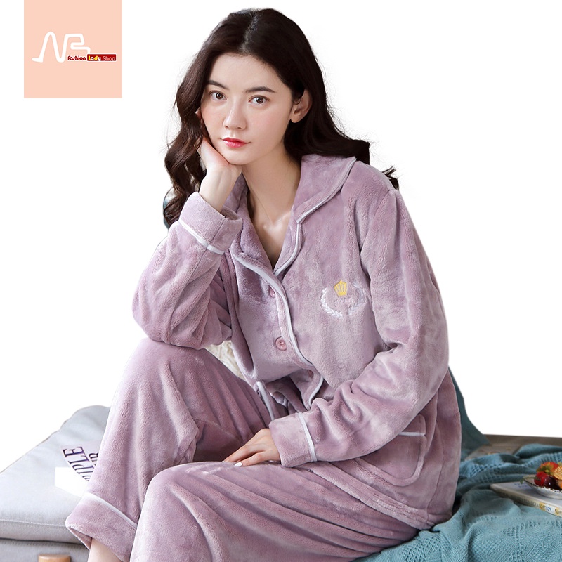 Bộ Đồ Ngủ Thời Trang Bằng flannel Dày Dành Cho Nữ sd5184