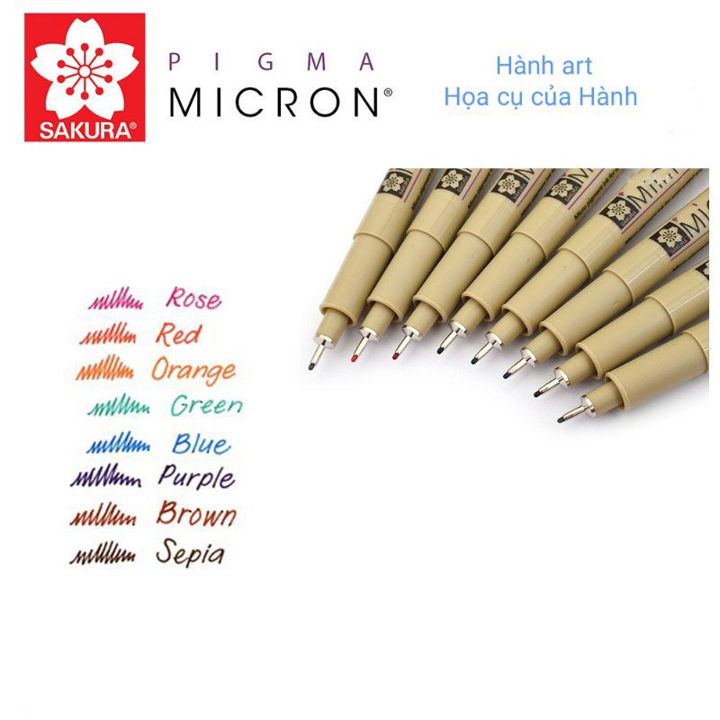 Bút line Sakura Micron màu các size