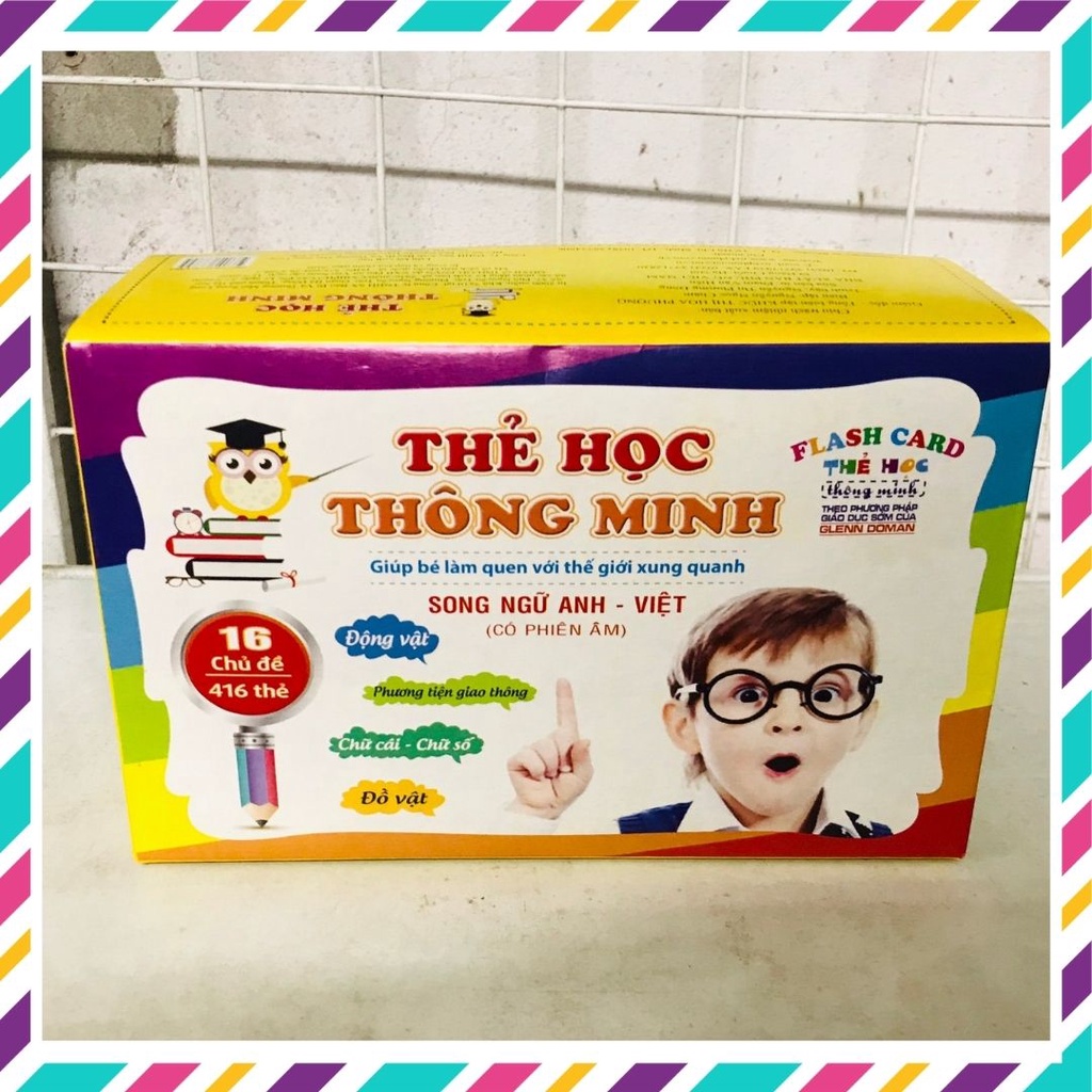 Bộ thẻ học thông minh 16 chủ đề song ngữ Anh Việt cho bé, đồ chơi giáo dục