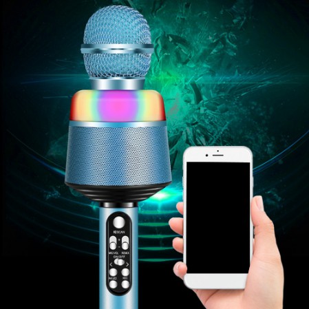 Micro Karaoke Bluetooth Không Dây Q008 Âm Thanh 3D Có Đèn LED - Hỗ trợ ghi âm