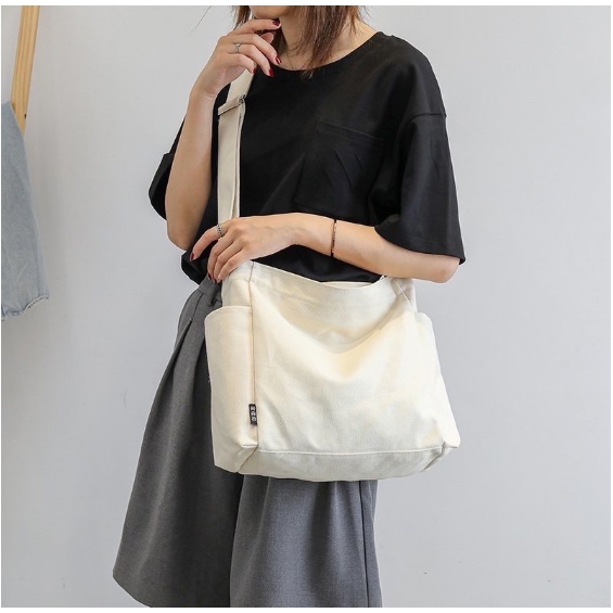 Túi Đeo Chéo Nữ vải canvas dạng hộp Túi Đeo Vai đi học đi chơi phong cách Hàn Quốc có ngăn nước