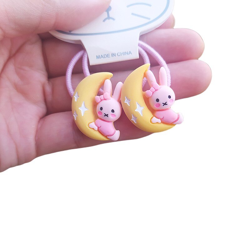 Set 2 dây buộc tóc co giãn hình thỏ dễ thương cho bé gái