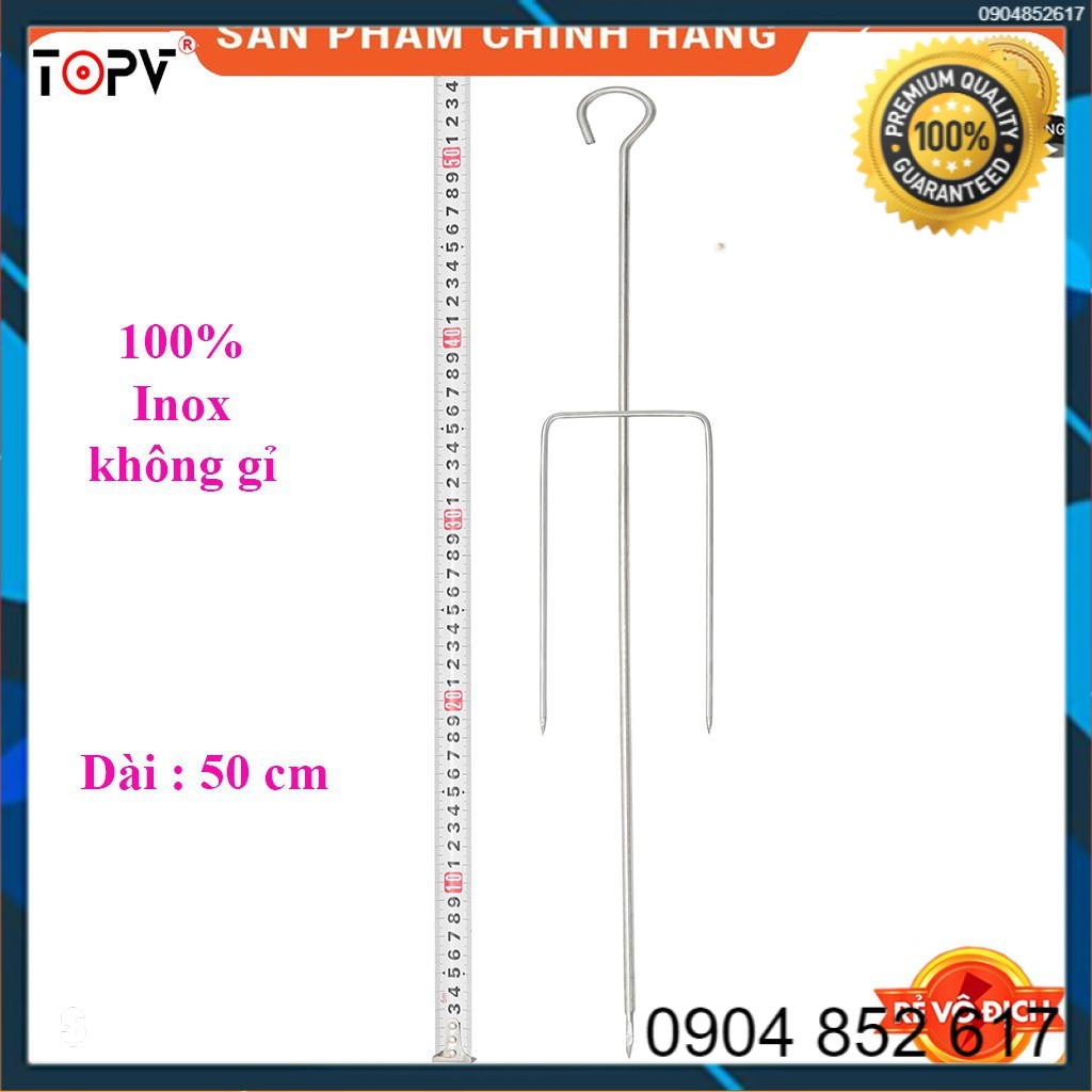 Xiên đinh ba TopV 54cm, phù hợp bếp TopV V5Plus, xiên nướng gà vịt cá, Inox cao cấp, không gỉ, xiên nướng inox, siêu bền