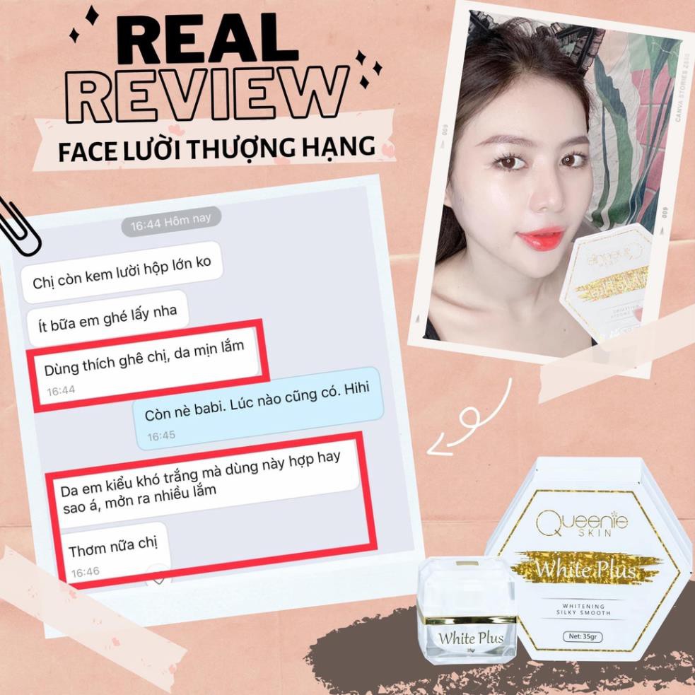 Kem Face Lười Thượng Hạng White Plus Queenie Skin - Kem Face Lười Queenie Skin 35gr