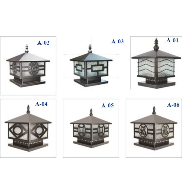 Đèn trụ cổng: Mẫu đèn trang trí ngoài trời D200 mái trơn PH02A