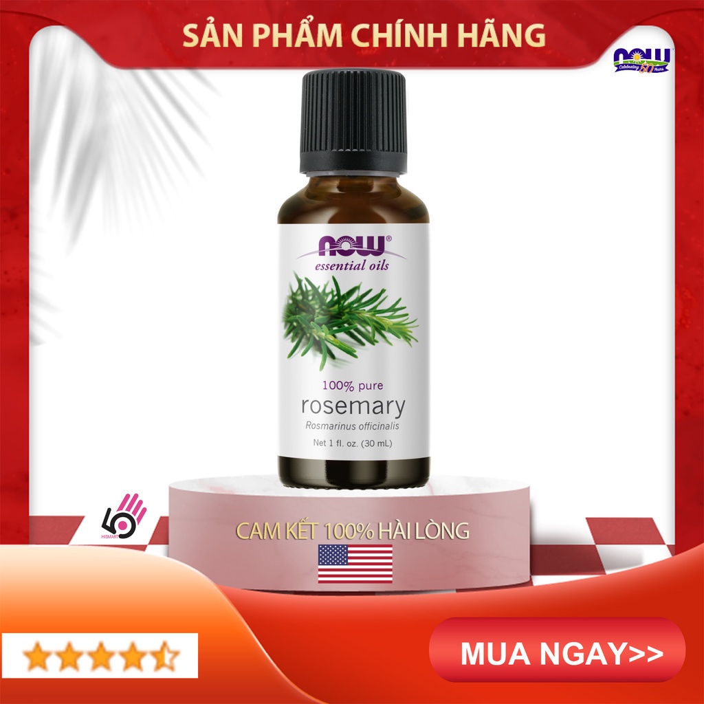 Tinh dầu hương thảo thiên nhiên 100% nguyên chất 30ml - Now essential oils Rosemary Mỹ