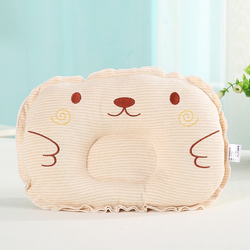 Gối Lõm Chống bẹt đầu Cho Bé Sơ Sinh, 100% Cotton An Toàn Cho Bé, hình gấu cute bông cực mềm mại êm ái, phụ kiện sơ sinh