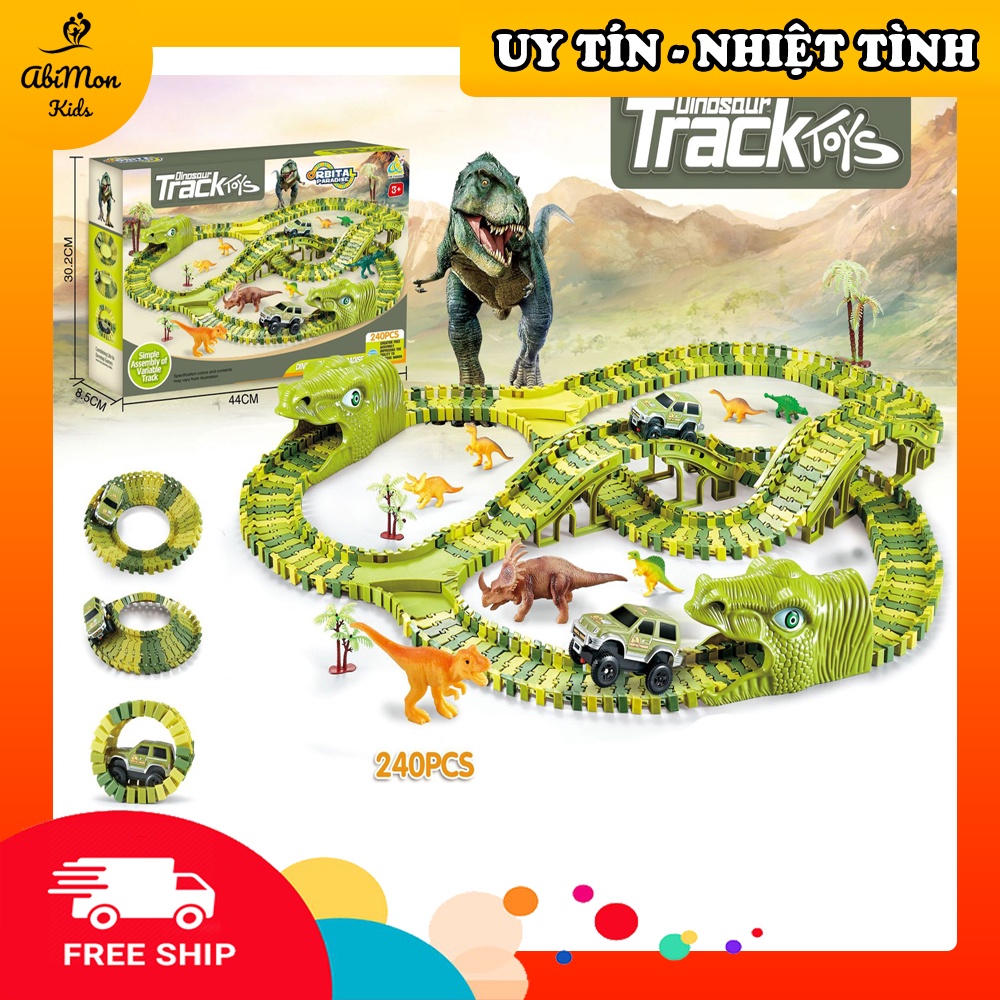 Đồ Chơi Lắp Ghép Đường Đua Khủng Long Cho Bé (240 chi tiết) ☘️ Montessori ✨ Đồ chơi Giáo Dục - An toàn - Thông minh