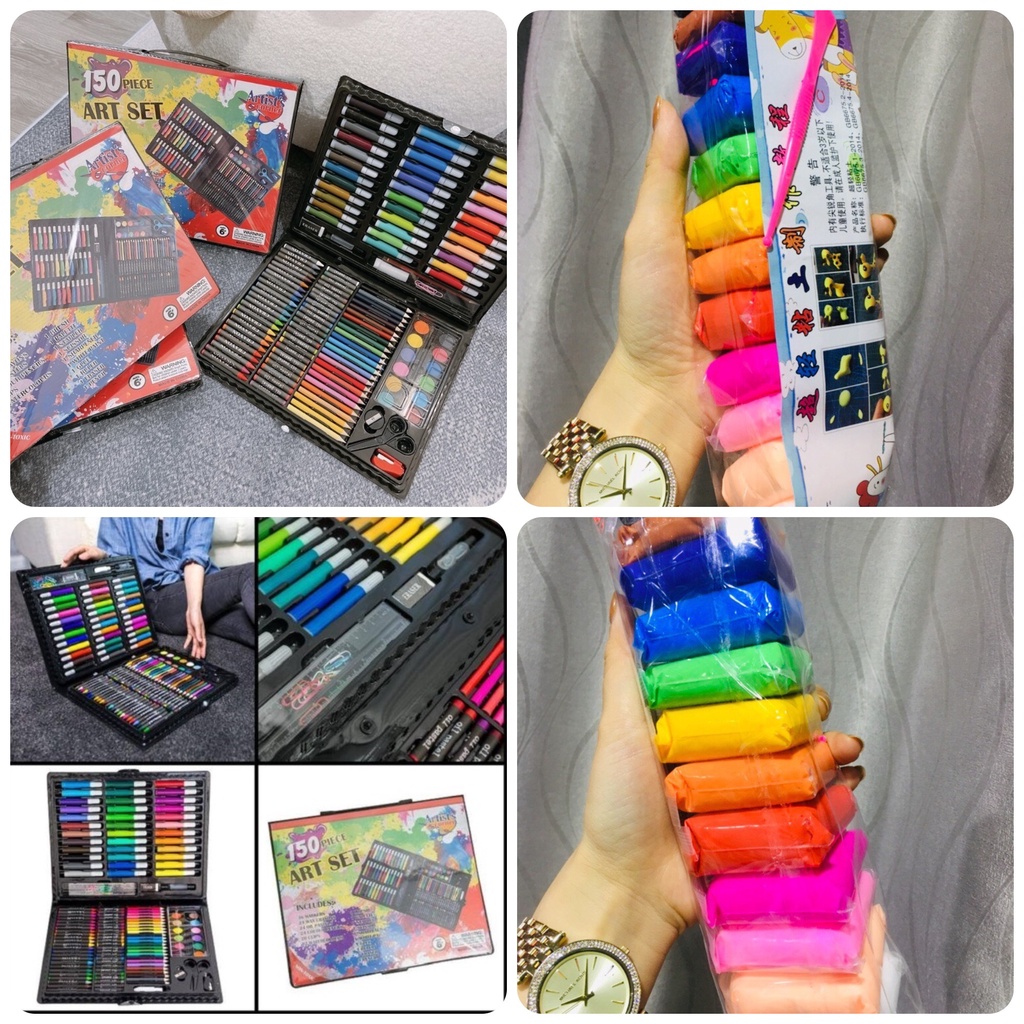 (Giá siêu rẻ) Combo bộ hộp màu và lốc đất nặn 12 màu