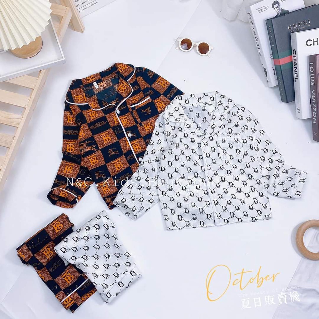 Bộ mặc nhà pijama bé trai, hàng fashion cao cấp, họa tiết hottrend 2021