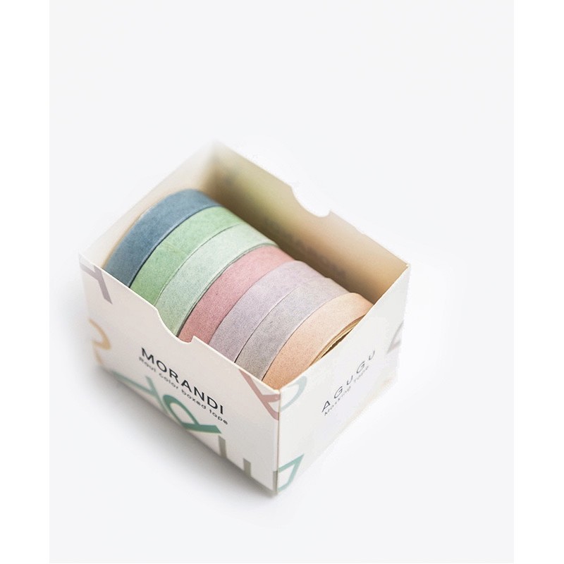 Set 7 Cuộn Washi Tape màu Pastel - Hộp 7 Cuộn Băng Dính màu Pastel mini