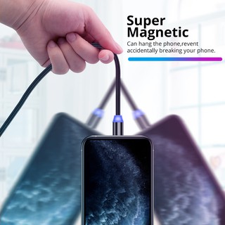 1M Cáp sạc nhanh từ tính kết nối 3 cổng Micro USB/ Type C/ Lightning cho iOS iPhone Android