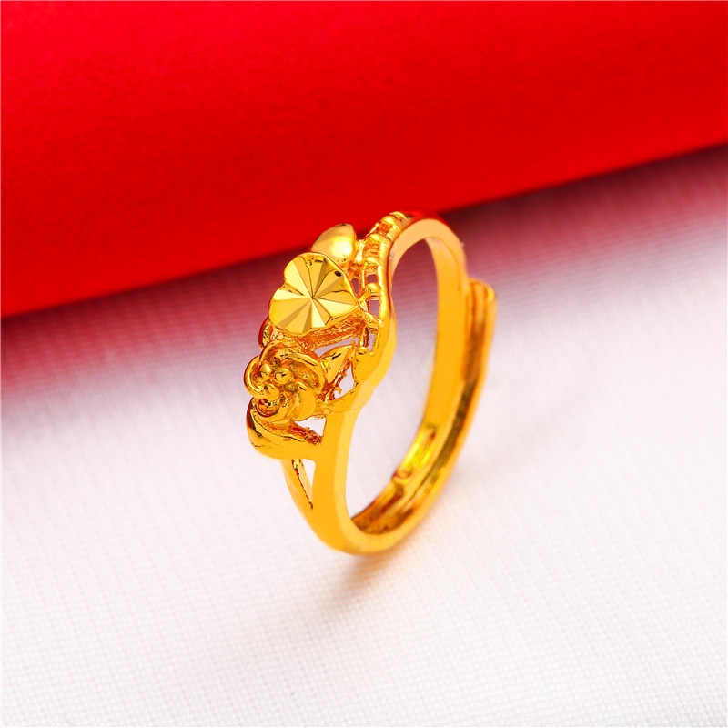 Nhẫn Mạ Vàng 24K Có Thể Điều Chỉnh Kích Cỡ Thời Trang Dành Cho Nữ