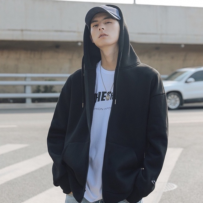 HÀNG CÓ SẴN  Áo khoác nỉ hoodie trơn khóa zip nam nữ chất nỉ bông mềm mịn dáng rộng thoải mái