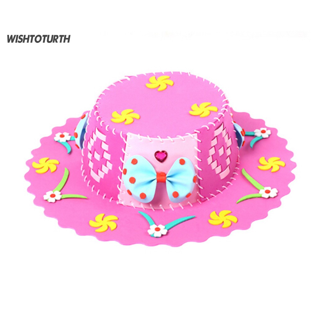 ☼WT 3D Puzzle DIY Handmade EVA Hat Children Art Craft Birthday Gift Educational Toy