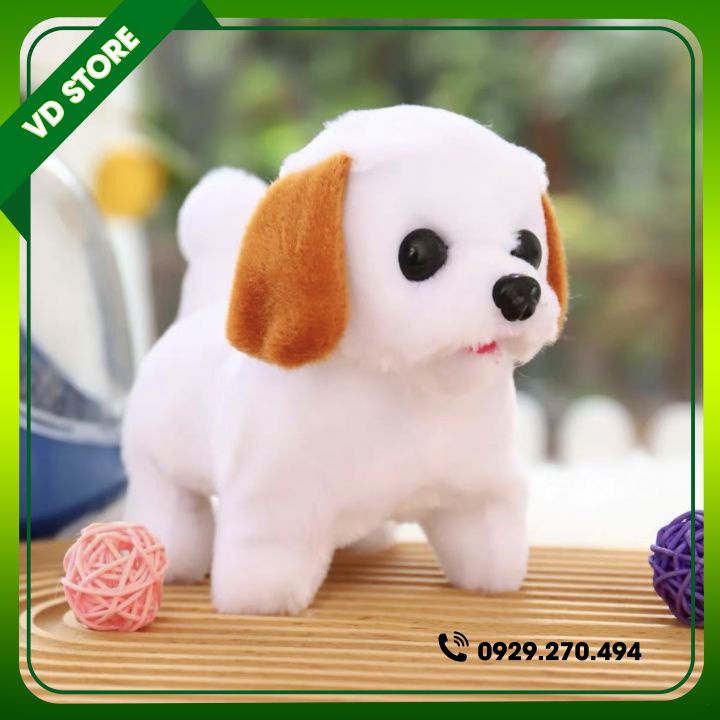 Đồ Chơi Chó Bông Biết Đi, Vẫy Đuôi, Biết Kêu Bibi Cực Cute - Hàng Chất Lượng Cao - Tặng Kèm Pin