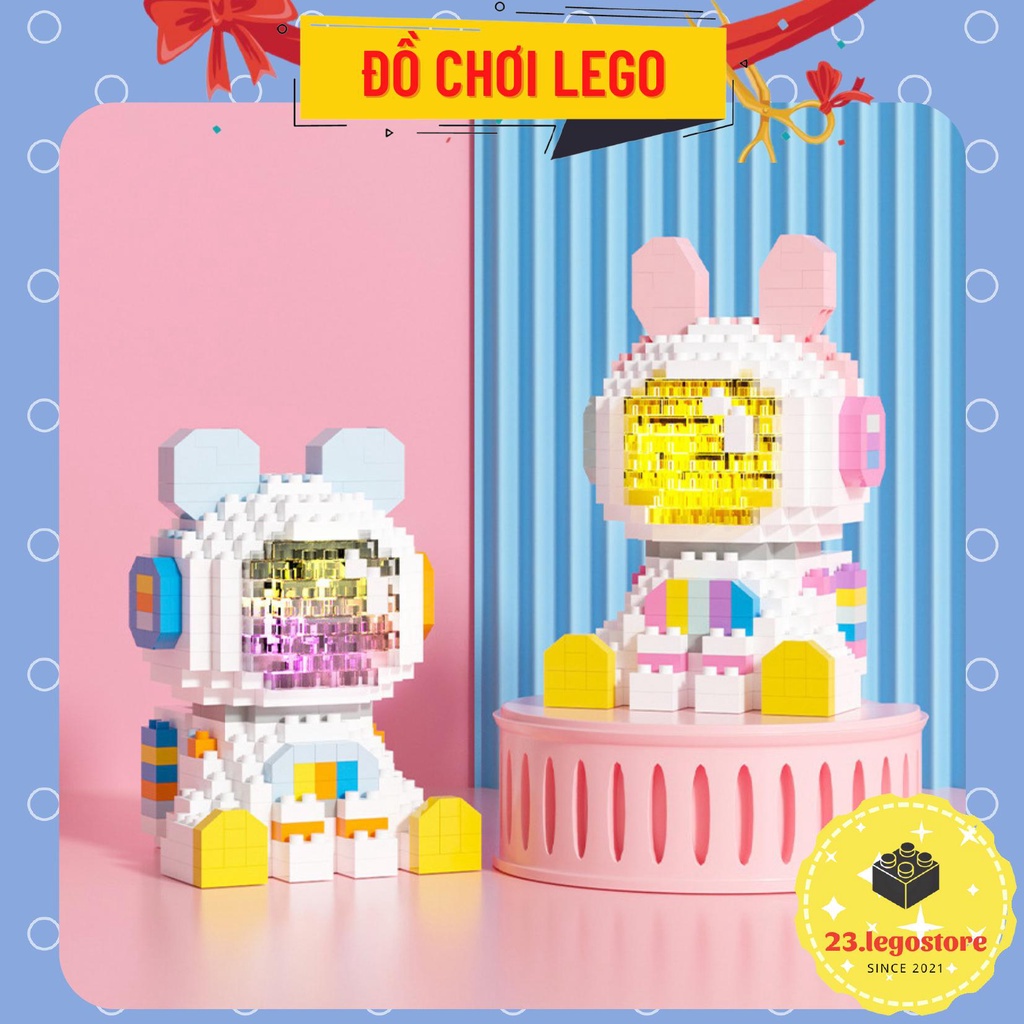 Bộ đồ chơi lắp ghép lego Thỏ Phi Hành Gia cực đáng yêu (có kèm đèn phát sáng) [Hàng có sẵn],Bộ đồ chơi lắp ráp