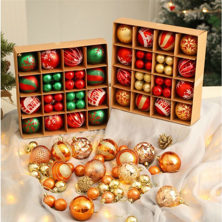 Hộp 44 Quả Châu Trang Trí Cây Thông Noel Tiệc Giáng Sinh
