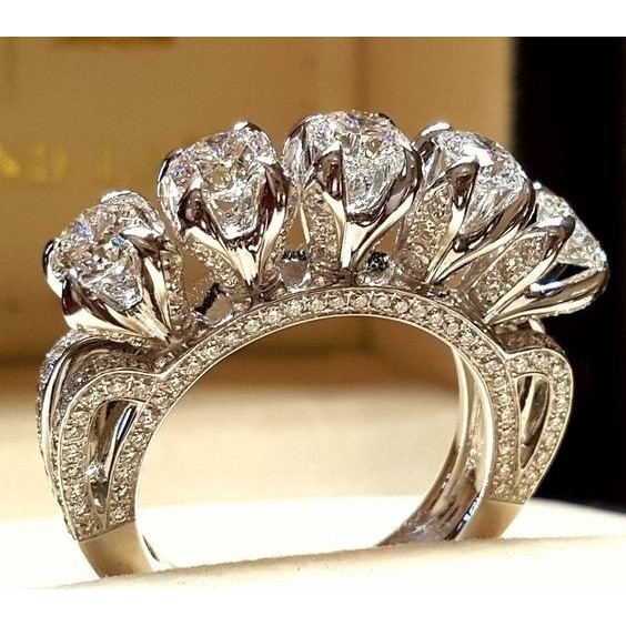 Nhẫn Đính Hôn Mạ Bạc S925 Tinh Xảo Thời Thượng
