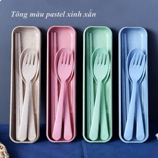 Combo bộ đũa thìa dĩa lúa mạch tiện lợi an toàn khi sử dụng - br00327