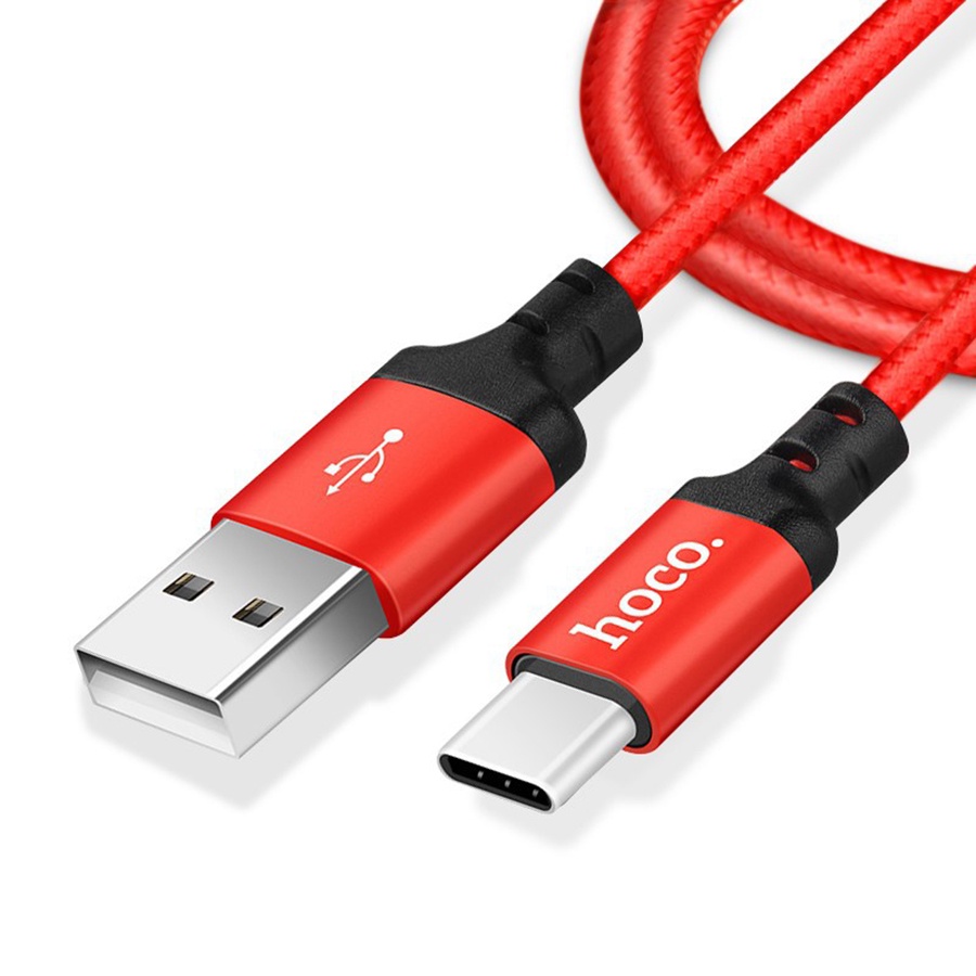 Dây sạc nhanh Hoco X14 dây dù 1 mét / 2 mét - Màu đen/đỏ