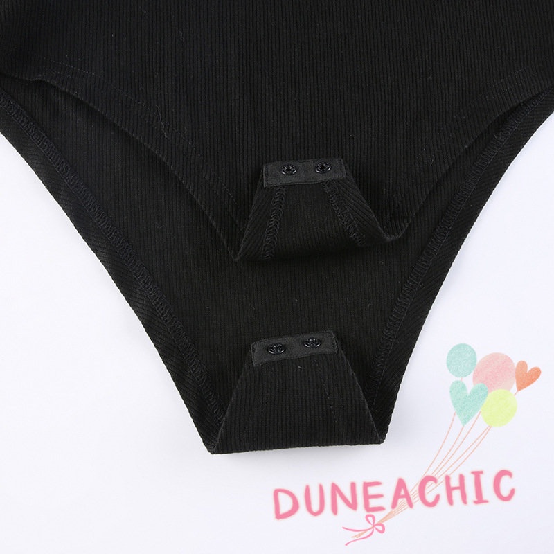 DUNEA Áo Liền Thân Dài Tay Cổ Cao Ôm Dáng Gợi Cảm Dành Cho Nữ