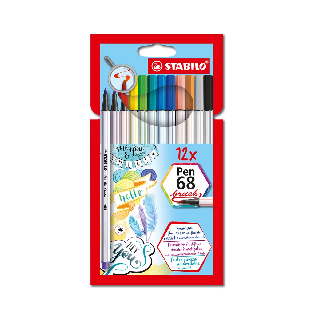 Combo Bộ bút lông màu STABILO Pen 68 brush 8/10/12/19/24/30 màu