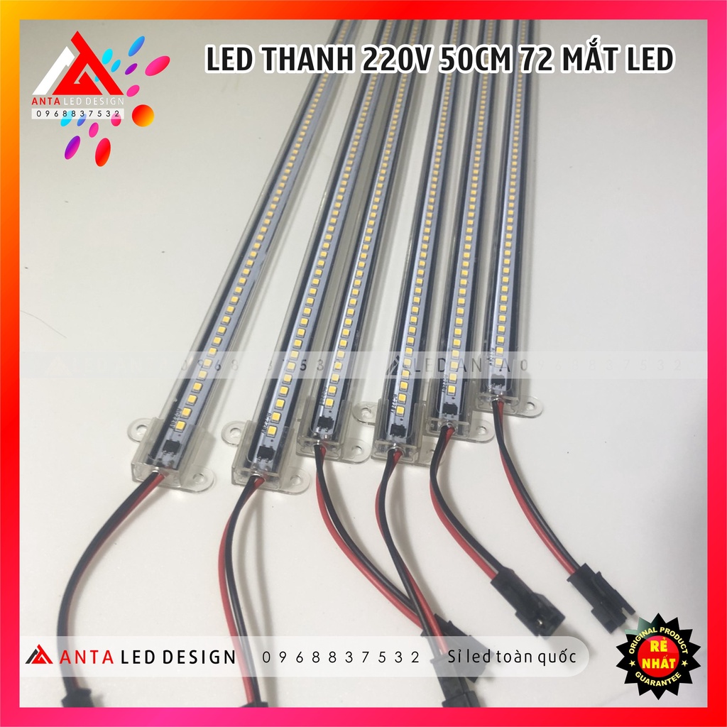 Đèn led thanh 220V 50cm ,30cm 72 mắt mắt led siêu sáng