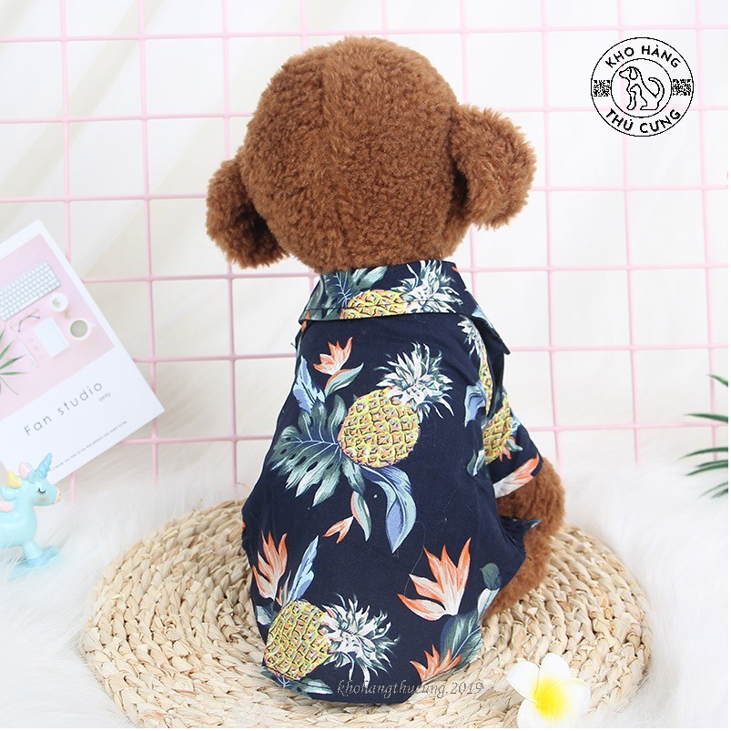 ÁO SƠ MI HOA DỨA- XANH (Size từ 1- 40kg)