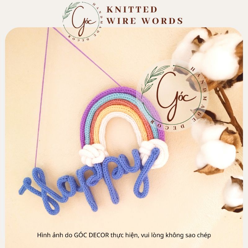 Bảng tên bằng len thiết kế riêng làm quà trang trí phòng bé, decor xinh xắn