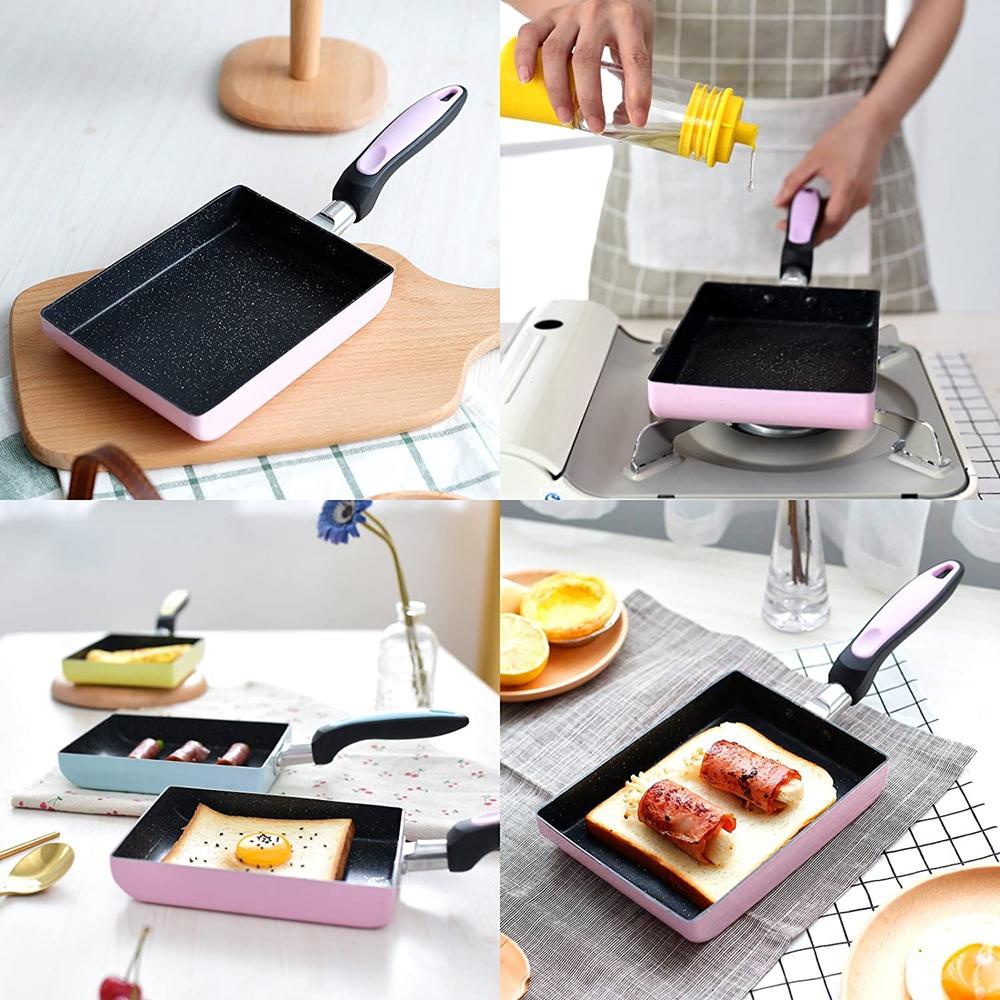 Chảo Chiên Trứng Chống Dính Hình Chữ Nhật Bằng Thép Không Gỉ