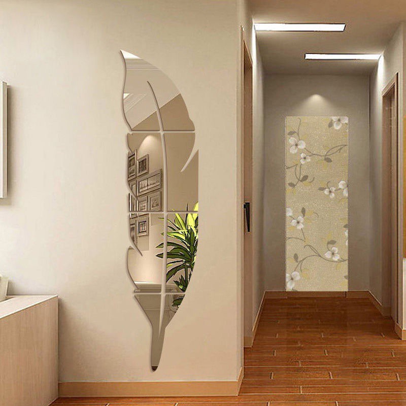 Sticker Acrylic Dán Tường Họa Tiết 3d Hình Chiếc Lông Vũ Dùng Trong Trang Trí Phòng trang trí nhà