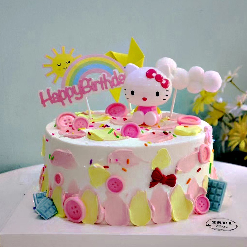 Con vật trang trí bánh kem  mèo hello kitty dễ thương