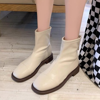 boot ngắn cổ mũi tròn đế dẹt