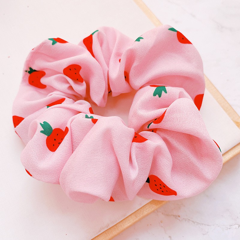 sET 5 DÂY BUỘC TÓC MIX HỒNG CHO BẠN GÁI, CỘT TÓC VẢI VON TRÁI CÂY HỌA TIẾT SANG CHẢNH