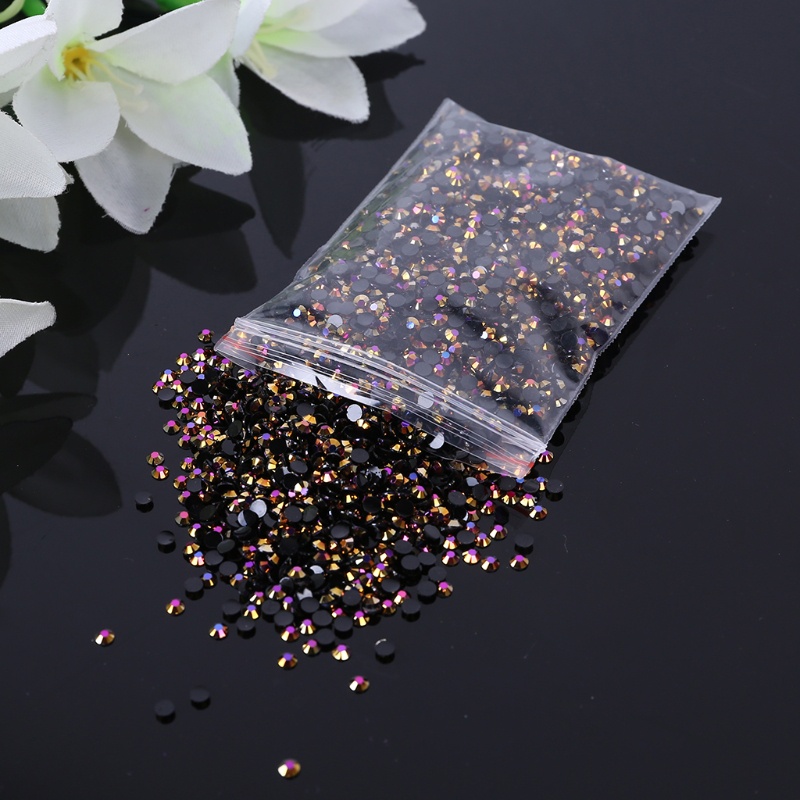 Set 5000 Viên Đá Pha Lê Tròn Màu Đen Trang Trí Móng Tay DIY