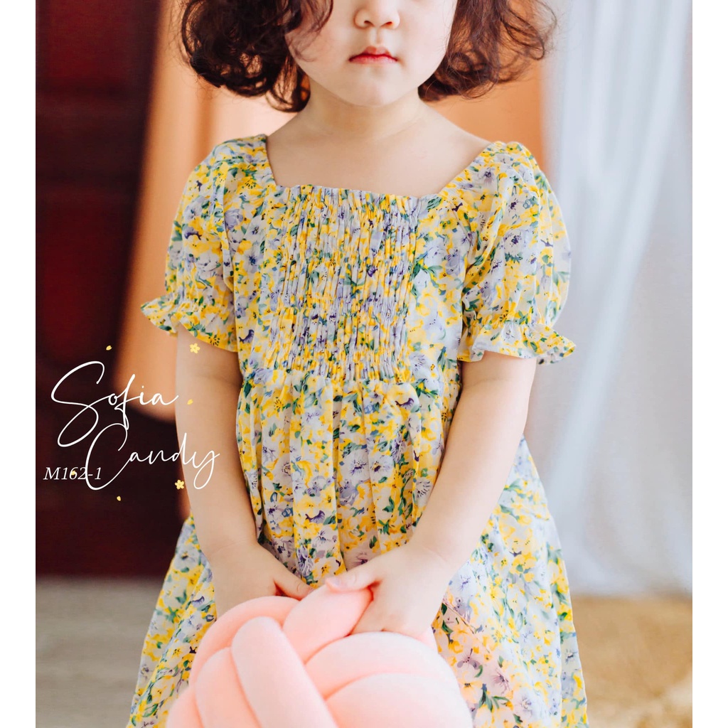 Đầm smock ngực vàng hoa nhí siêu xinh cho bé gái