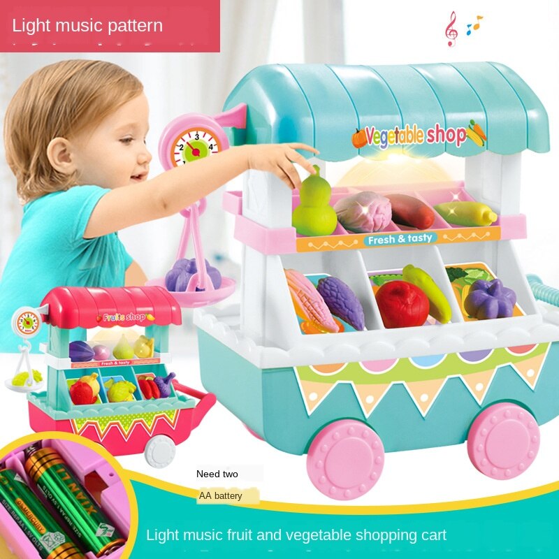 Xe đẩy trẻ em Giỏ hàng rau củ quả Children's Mini Trolley Fruit Vegetable Shopping Cart Play House Toys Educational Toys