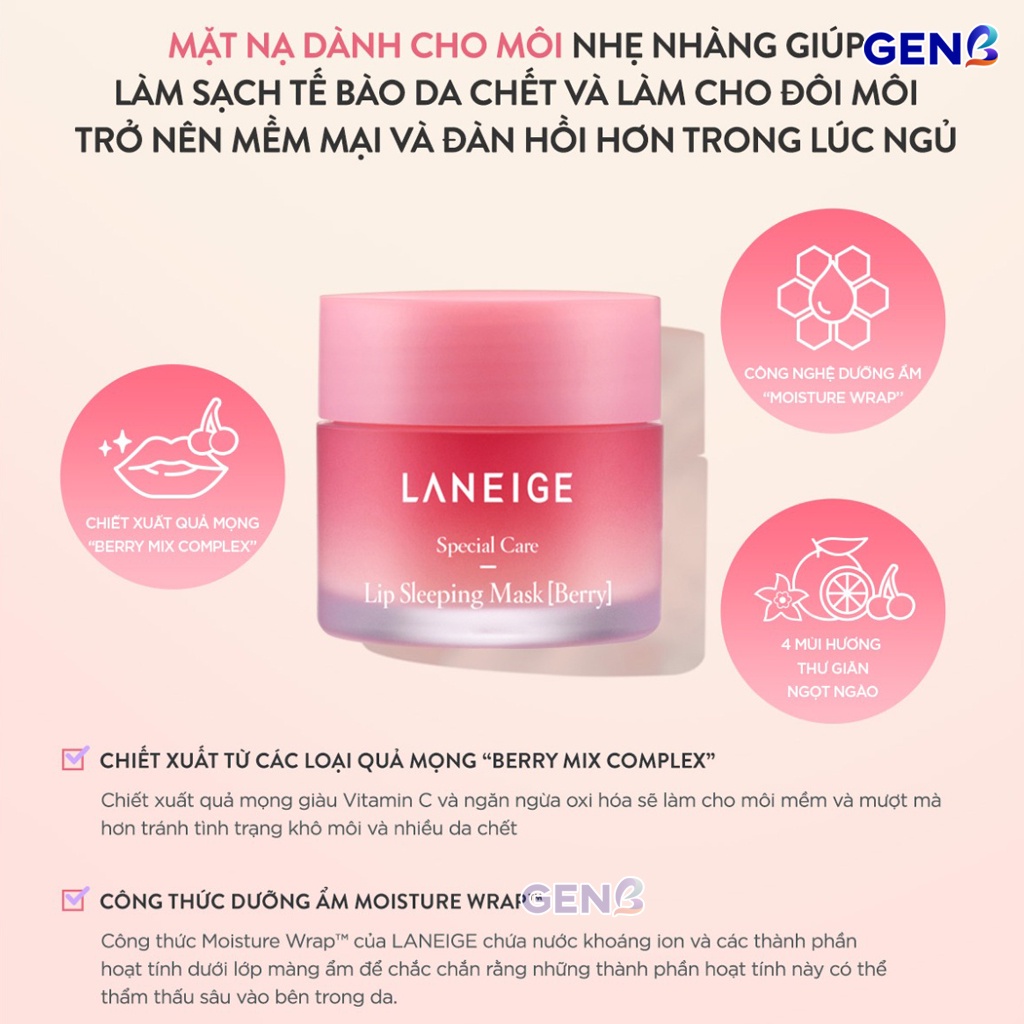 Dưỡng Môi Laneige Lip Sleeping Mask Full Size/ Mini CHÍNH HÃNG- Mặt Nạ Ngủ Môi Laneige Dưỡng Ẩm Tẩy Tế Bào Chết Môi GENB