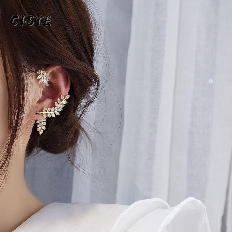 Hoa Tai Hình Lá Đính Đá Thời Trang Dành Cho Nữ