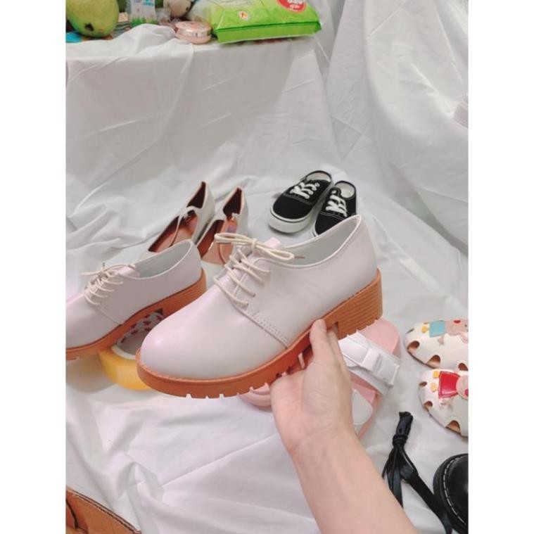 Giầy oxford đế gỗ cao 5cm sẵn đen 38 39 -h91 | BigBuy360 - bigbuy360.vn