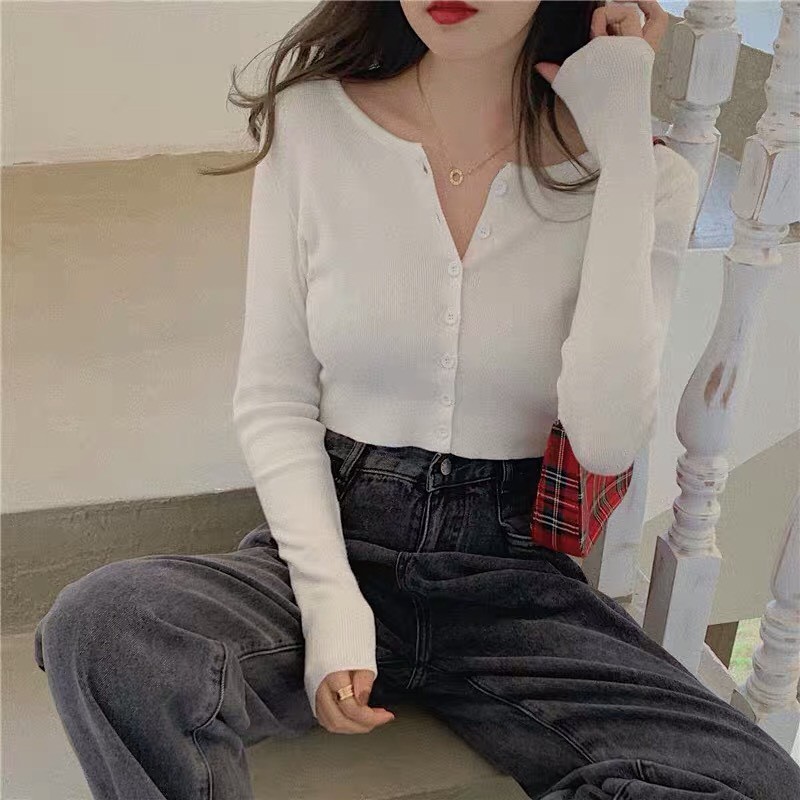[CHẤT ĐẸP] Áo Croptop nữ dài tay chất thun gân co dãn, thoáng mát phong cách Ulzzang Girl Hàn Quốc. | BigBuy360 - bigbuy360.vn